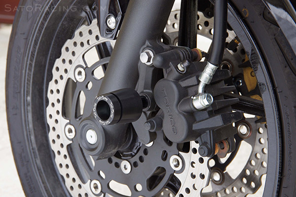 Sato Racing Fork Bottom Sliders on a '12 Kawasaki Ninja 650